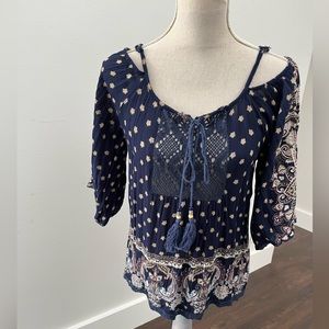 Dark Blue Off Shoulder Shirt